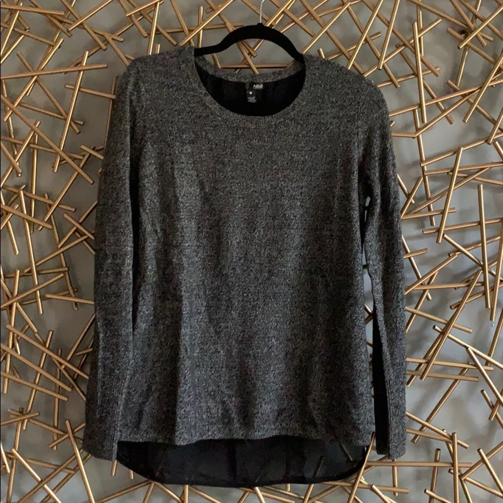 Aqua cashmere sweater with chiffon back